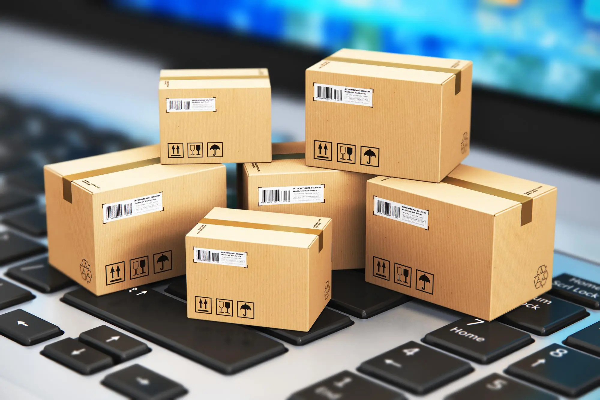 Tiny ecommerce shipping boxes